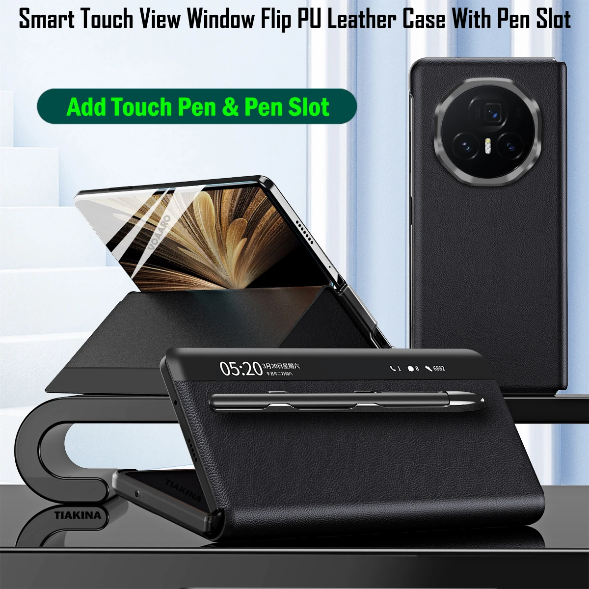 Custodia In Pelle Intelligente Per HONOR Magic V5 – Chiusura Magnetica, Finestra Smart, Supporto E Protezione 360°