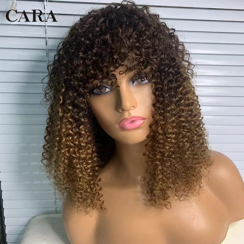 3c 4a cabelo curto afro kinky encaracolado perucas com franja peruca loira brasileira com franja perucas de cabelo humano cara