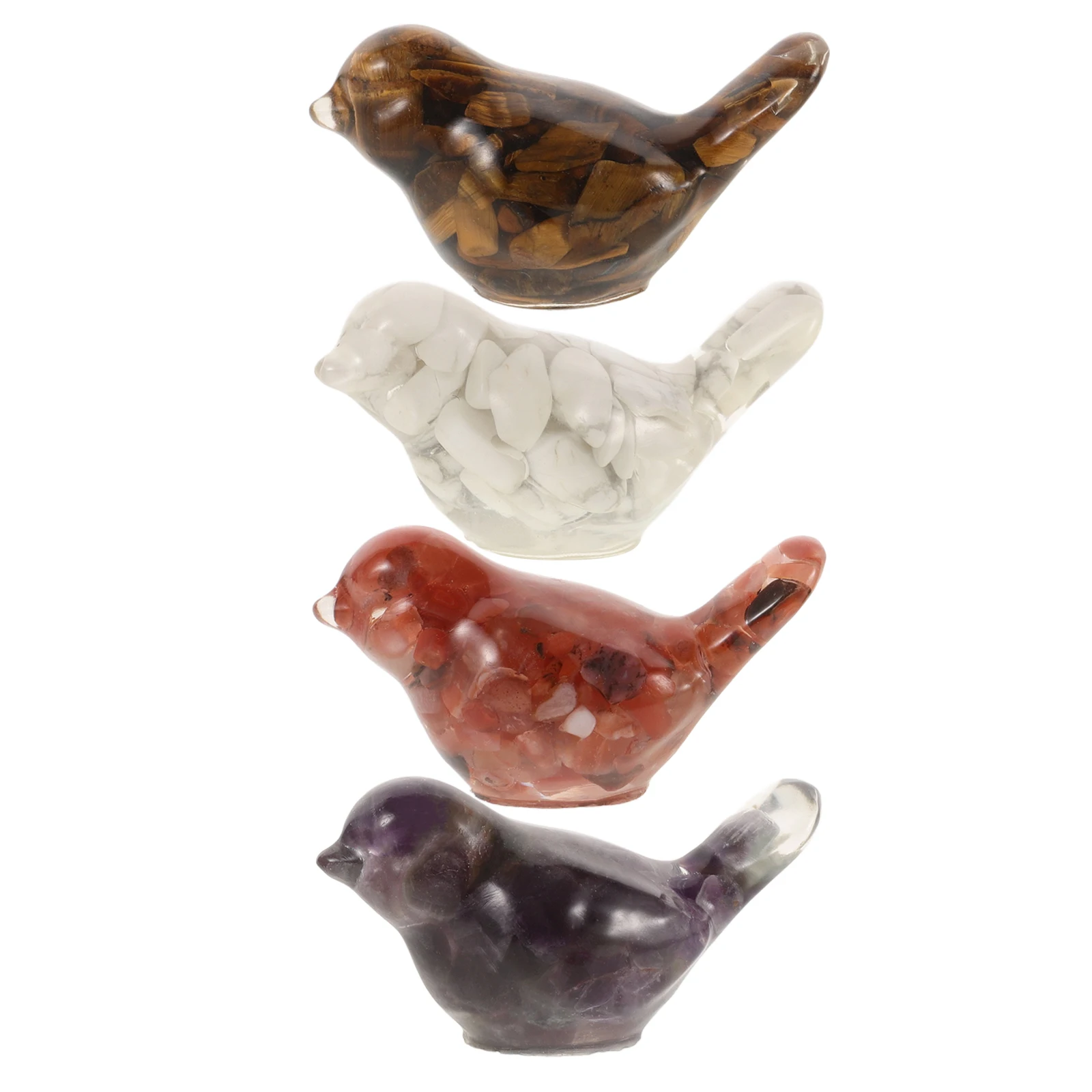 

4 Pcs Crystal Bird naments Resin Miniature Figurines Decorative L Accessories Realistic Statue Home Garden