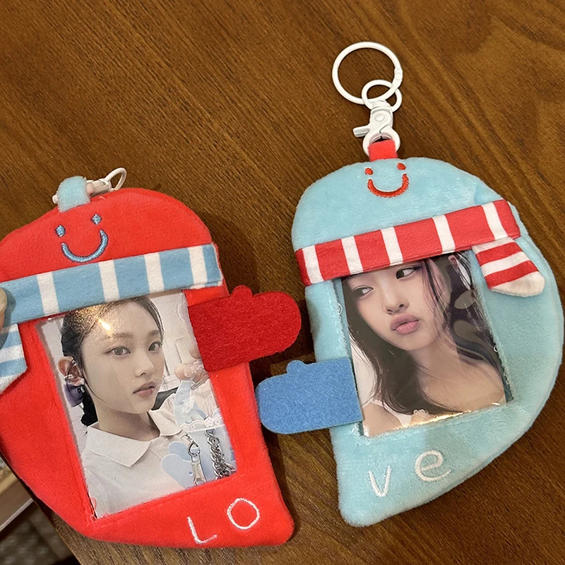 Kawaii Heart Card Holders Love Couple Photocard Pendant Creative Keychain Idol Photocard Sleeves Kpop Photocard Holder