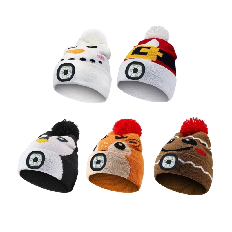 

Upgraded LED Lighted Beanie Hat Rechargeable for Children, Adjustable Brightness Headlamp Winter Knit Hat