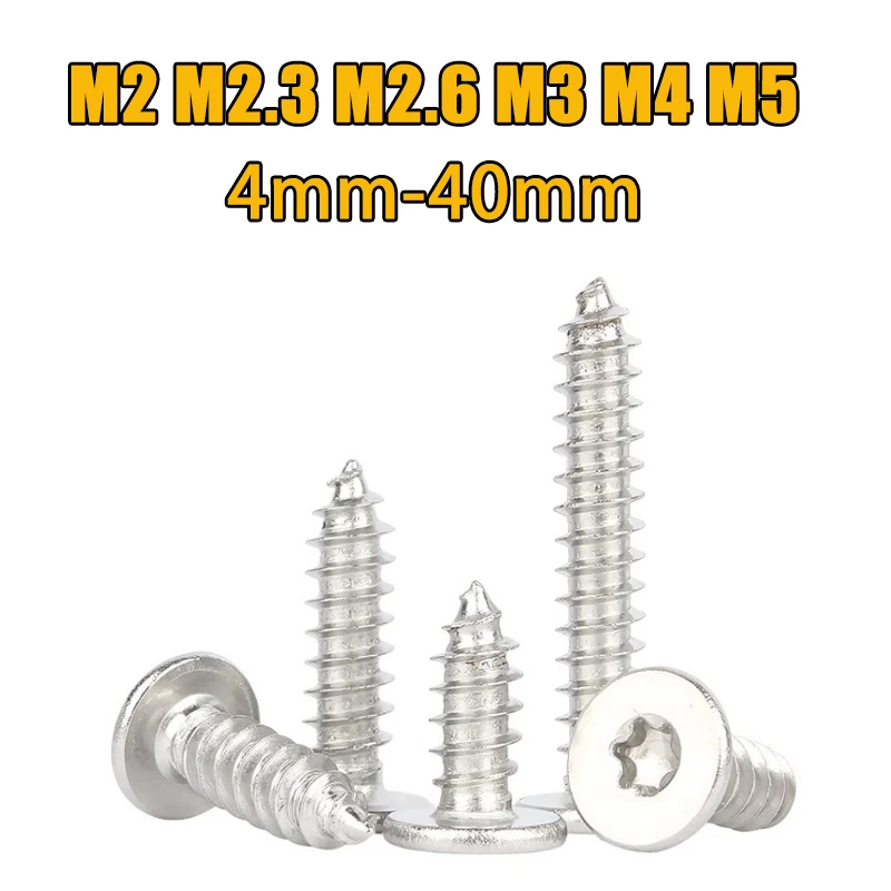 M2 M2.3 M2.6 M3 M4 M5 304 Stainless Steel Ultrathin Six Lobe Torx UltraThin Low Flat Wafer Head Self Tapping Wood Screw