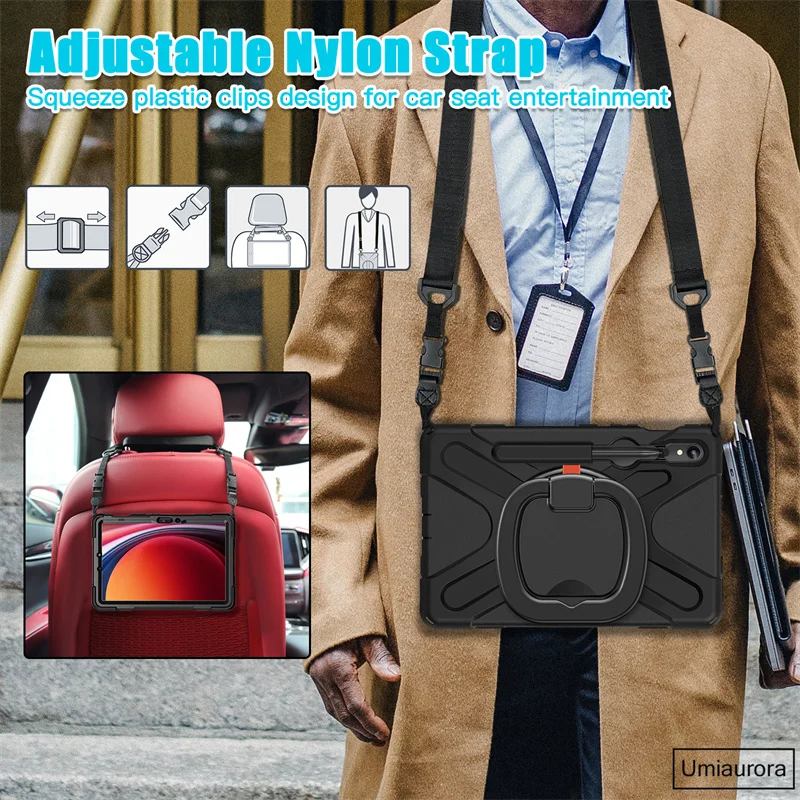 Tablet Case For Samsung Galaxy Tab S9 Ultra SM-X910 S7 FE S8 Plus SM-X810 T730 T970 Heavy Duty Armor Kids Shockproof Stand Cover