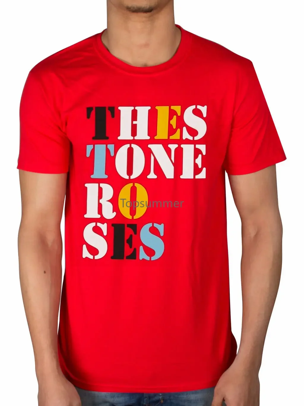 The Stone Roses Font Logo T-Shirt One Love Red Pearl Bastard *All Sizes Fashion T Shirts Summer Straight 100% Cotton