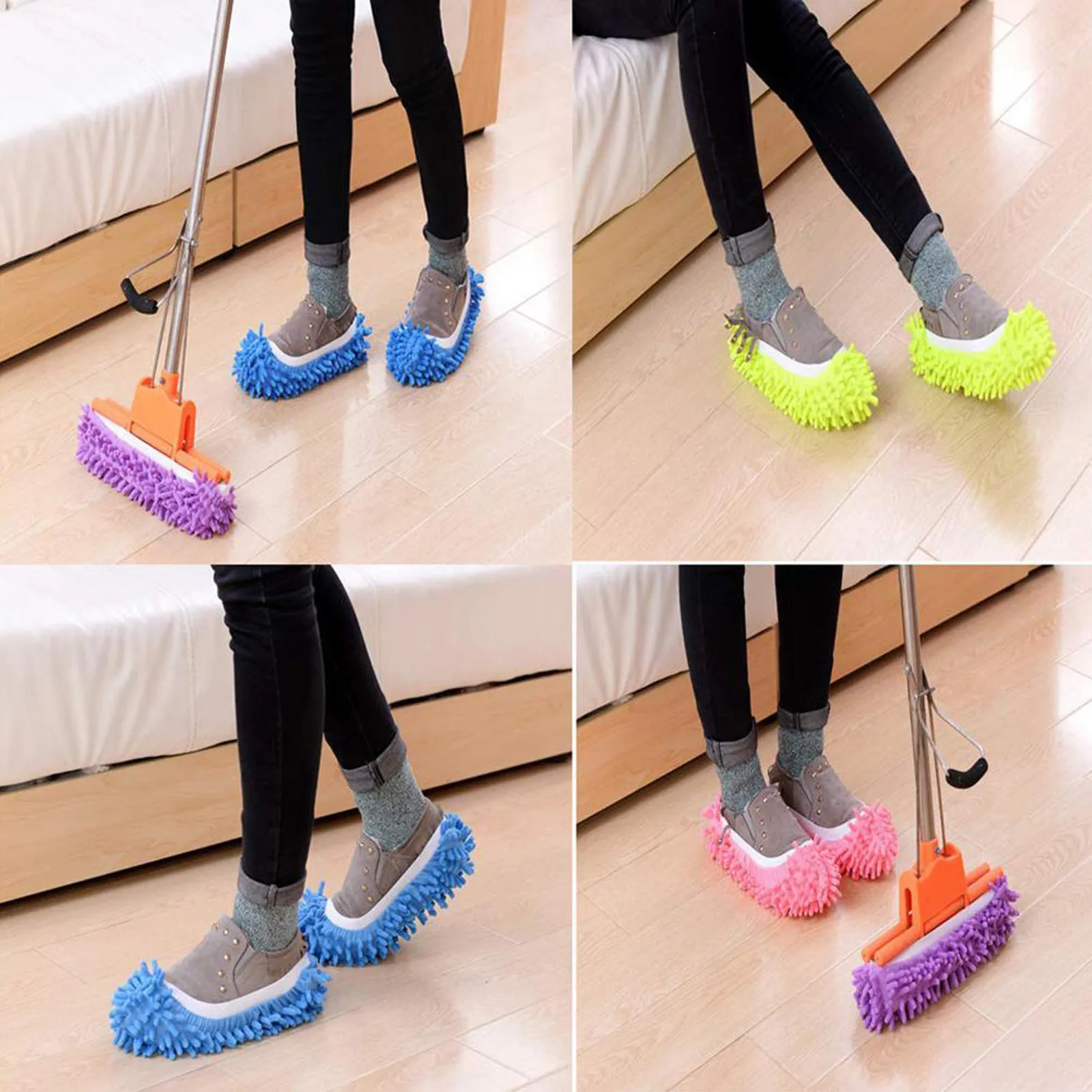 1/2/4PC Multifunction Floor Dust Cleaning Slippers Shoes Lazy Mopping Shoes Home Floor Cleaning Micro Fiber Cleaning Shoes