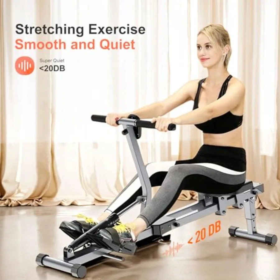 آلة تجديف مدمجة قابلة للتعديل مع 12 مستوىًا من المقاومة لتمرين الجسم بالكامل في المنزل معدات تمارين منخفضة التأثير f