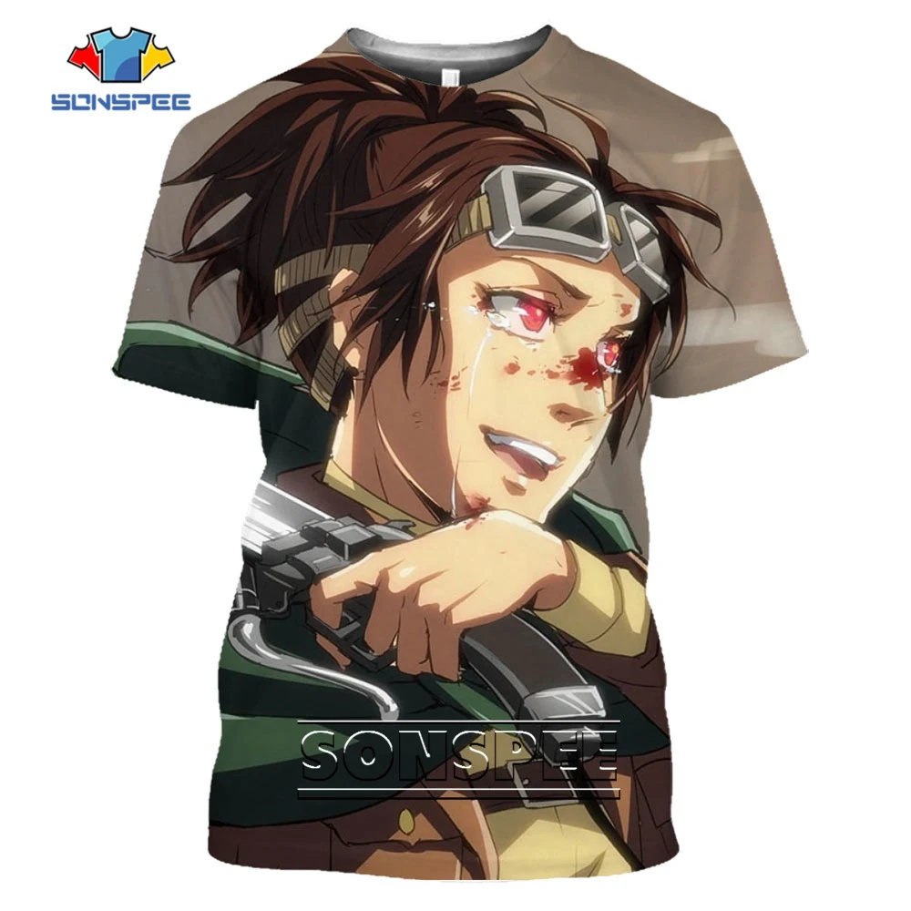 SONSPEE Japanese Anime Attack On Titan T-Shirt 3D Print Men Women's Hip Hop Character Hange Clothing Oversized Kids Tshirts Tops