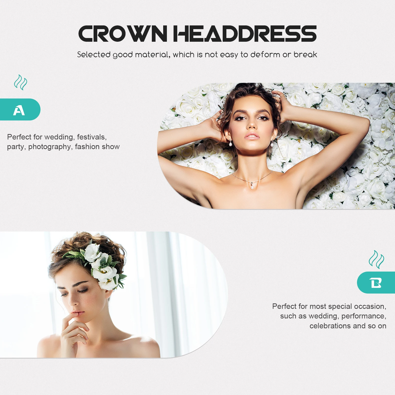 

Crown Rhinestone Headband Bridal Bride Tiara Decor Alloy Golden Headdress Charming Mother