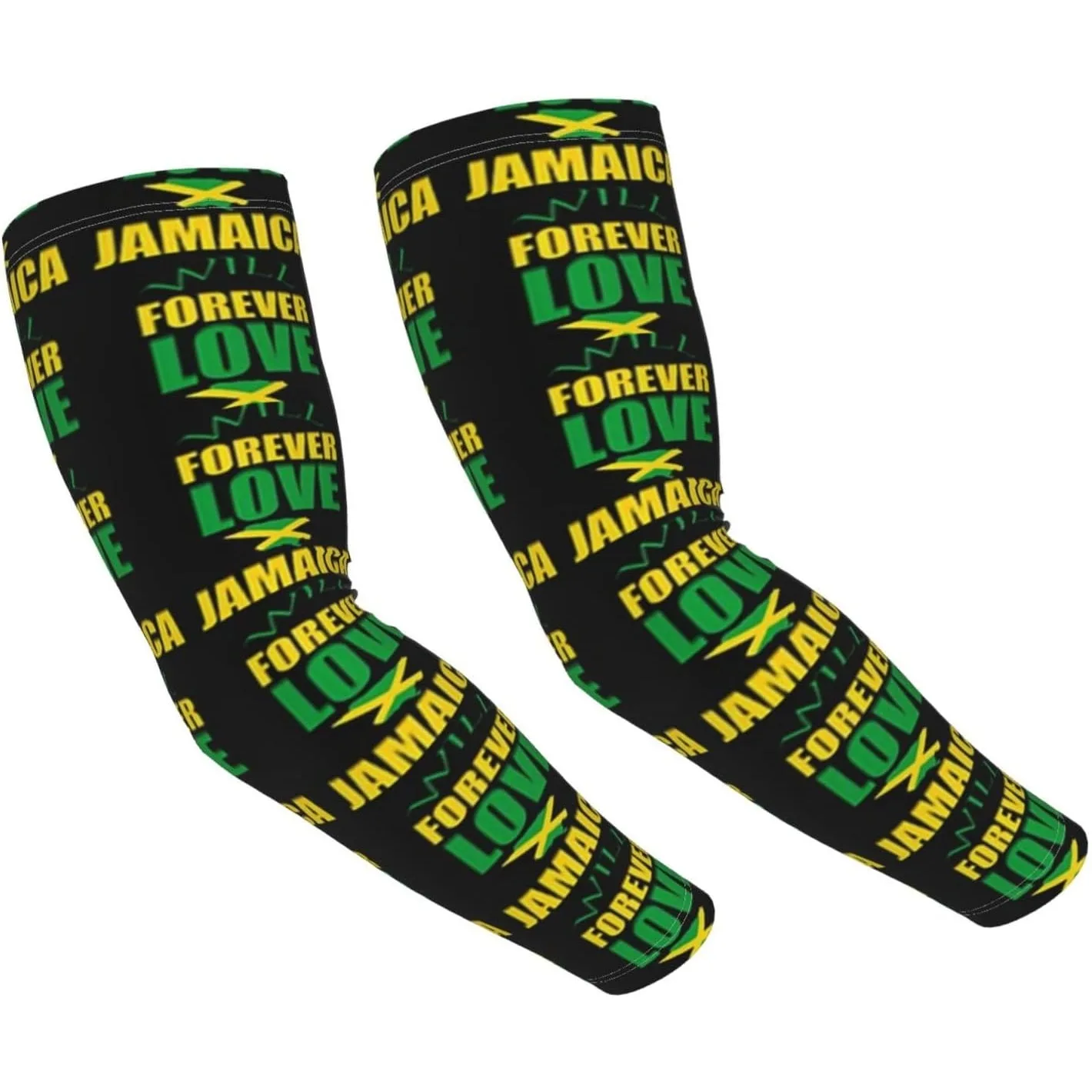 

Jamaica Jamaican Flag Cooling Arm Sleeves Cover Sun Protection Arm Sun Sleeves for Men Women Running Golf Cycling