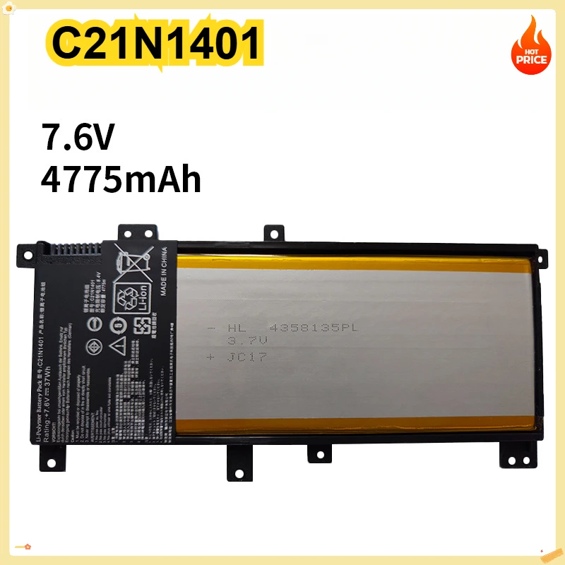 

C21N1401 37Wh Laptop Battery For ASUS F455LJ X455 X455LA Y483L X454L X455L R455L F454L W419L W409L K455L X455L 7.6V