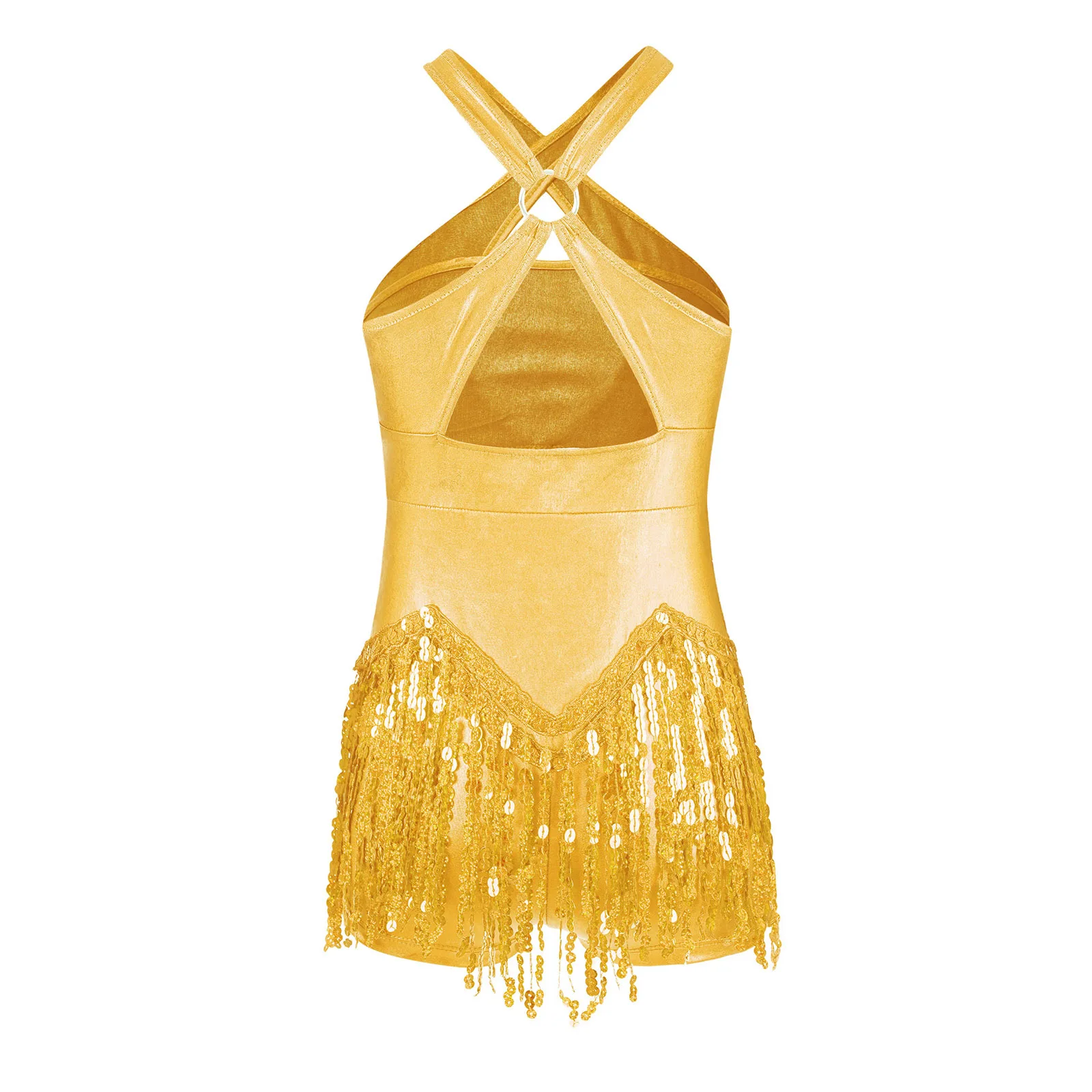 Robe de danse tango à paillettes pour filles, jupe à glands, costume de danse jazz, maillot de ballet, vêtements de danse latine, salle de Rh, samba, rumba, enfants