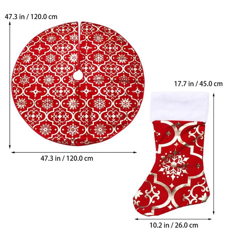 48 Inch Christmas Tree Skirt Xmas Soft Cover Mat Decor Snowflake Collar Farmhouse Tree Skirt Durable Easy Install