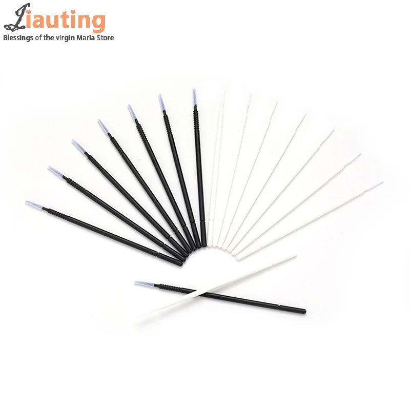 100 個使い捨てマイクロブラシアプリケーターマイクロスワブまつげエクステンション除去ツール用、ミニ綿棒ブラシメイクアップ用