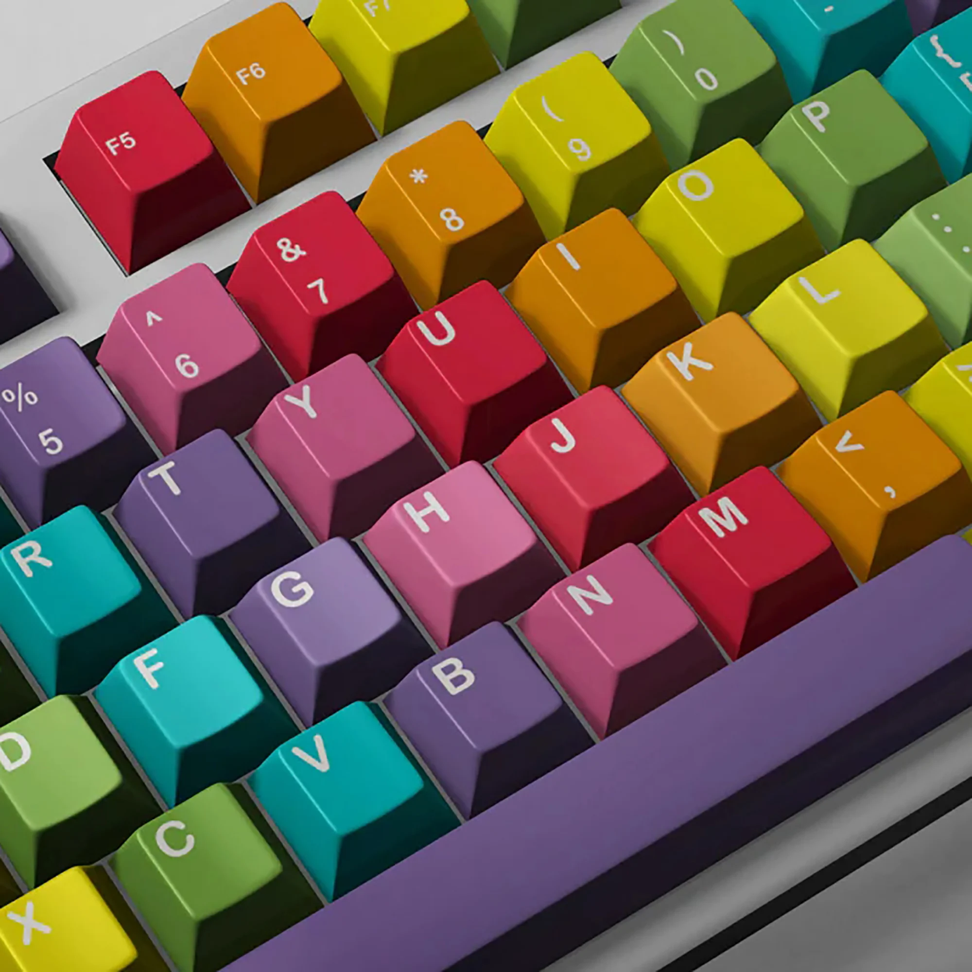 Rainbow theme keycaps Original height PBT mechanical keyboard Sublimation customization Personality Small full set