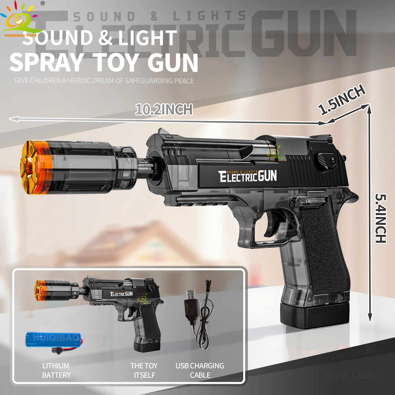 Desert Eagle Elektrisch speelgoedpistool Koel licht spuitpistool Gesynchroniseerde trillingen Geluidseffecten Speelgoed voor volwassenen en kinderen Jongenscadeau