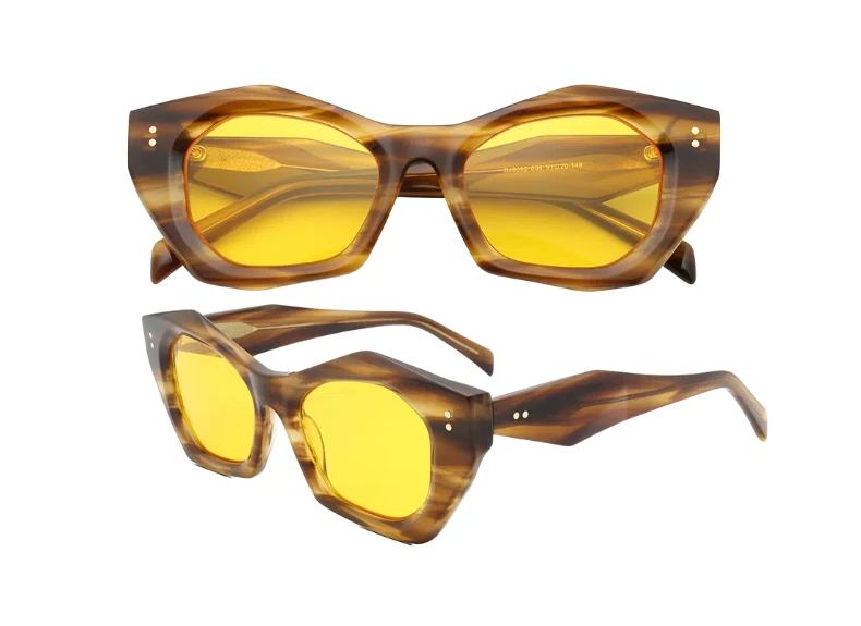 ChicOptix Retro Fashion Damen-Sonnenbrille mit Leopardenmuster, polygonale Sonnenbrille für Herren, Retro-Acetat-Sonnenbrille, UV400, für den Außenbereich, lässig – Detail 15