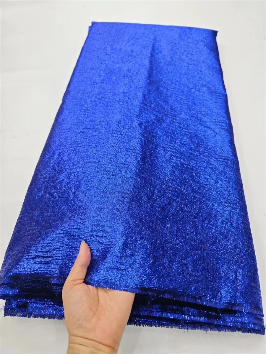 Royal Blue African Brocade Jacquard Fabric Nigerian Floral Damask Cloth Gilding Lace Material Brocard Tissu 5Yard Dentelle DJB71