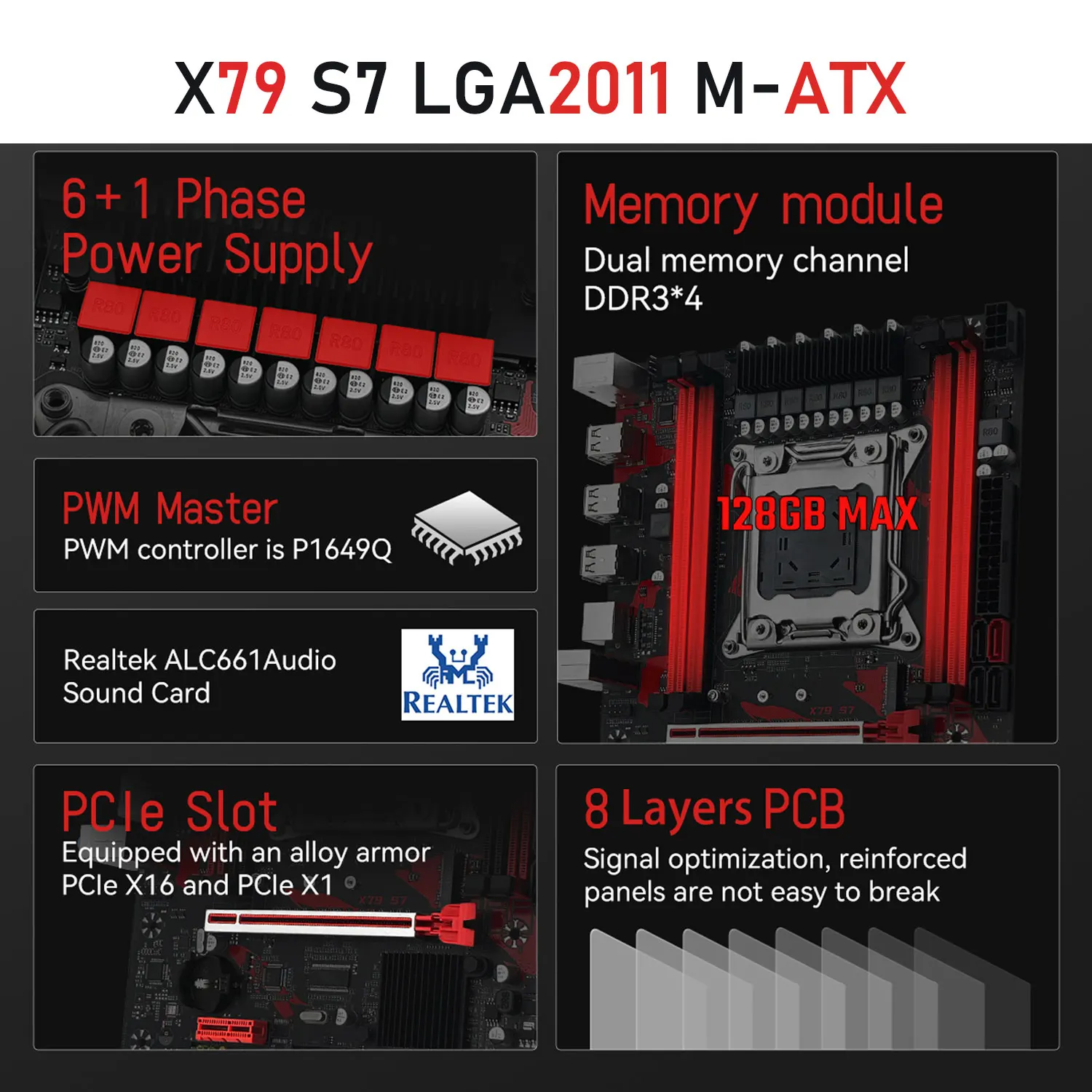 

MACHINIST X79 S7 Motherboard Support DDR3 RAM ECC Memory And LGA 2011 Xeon E5 V2 CPU Processor USB2.0 SATA3 NVME M.2