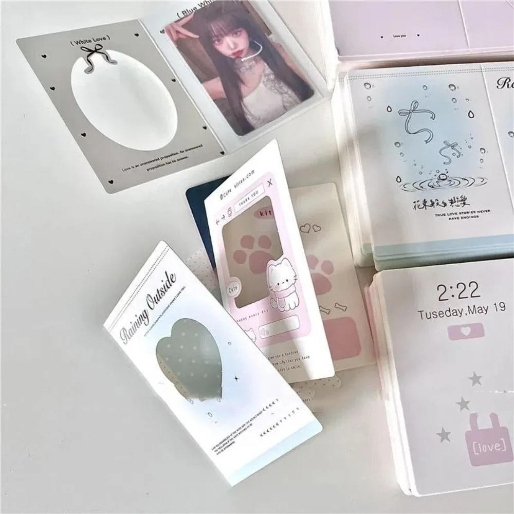 6 قطعة/30 قطعة الكورية للطي Photocard حامل جوفاء Kpop صور بطاقة الظهر 3 بوصة DIY بها بنفسك التعبئة الثابتة كرتون المعبود صور