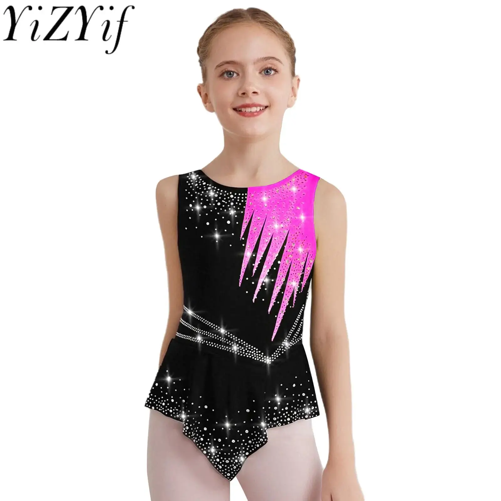 

Kids Girls Lyrical Sparkling Ballet Gymnastics Acrobatics Dance Leotard Ballet Waltz Latin Competition Performance Costumes