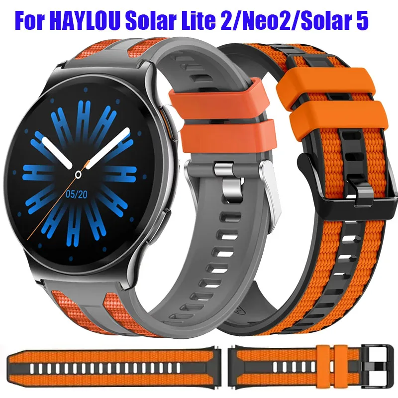22mm Sport-Silikonarmband für HAYLOU Solar Lite 2/Neo 2 Armbanduhr für Haylou Watch 3 4 4S 2Pro RS5 S8 S6 R8/Solar 5 Armband