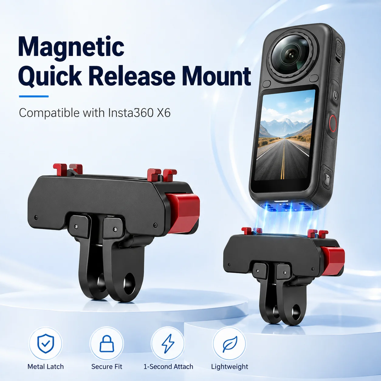 Magnetic Magnetic Quick Release Mount for Insta360 X6, Dual Interface Mount Adapter with 1/4 Inch Thread, Metal Latch, Anti-Slip Pad Base - Aliexpress Deal