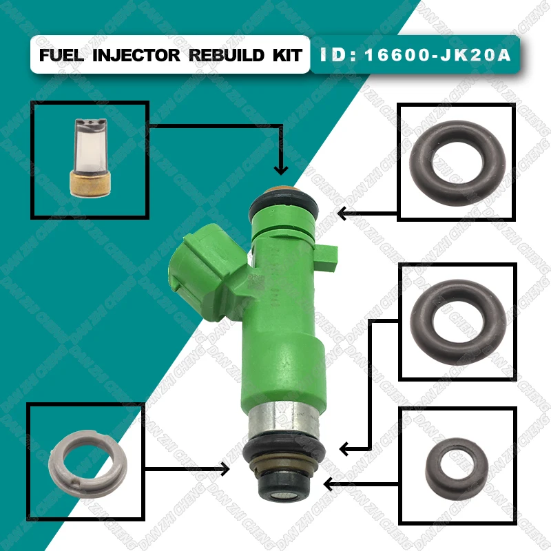 6 SET For 2009-2014 Nissan Murano 3.5L V6 VQ35DE 16600-JK20A Fuel Injector Service Repair Kit Filters Orings Seals Grommets