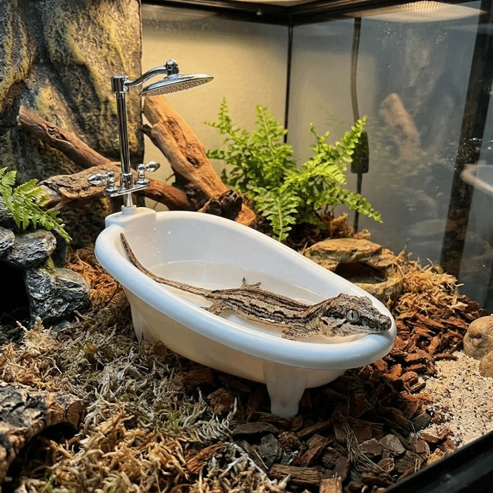 Water Pot Plastic Turtle Bathing Basin Bathtub Shape Detachable Reptile Bathing Pool Stable Pet Basin Pet Habitat