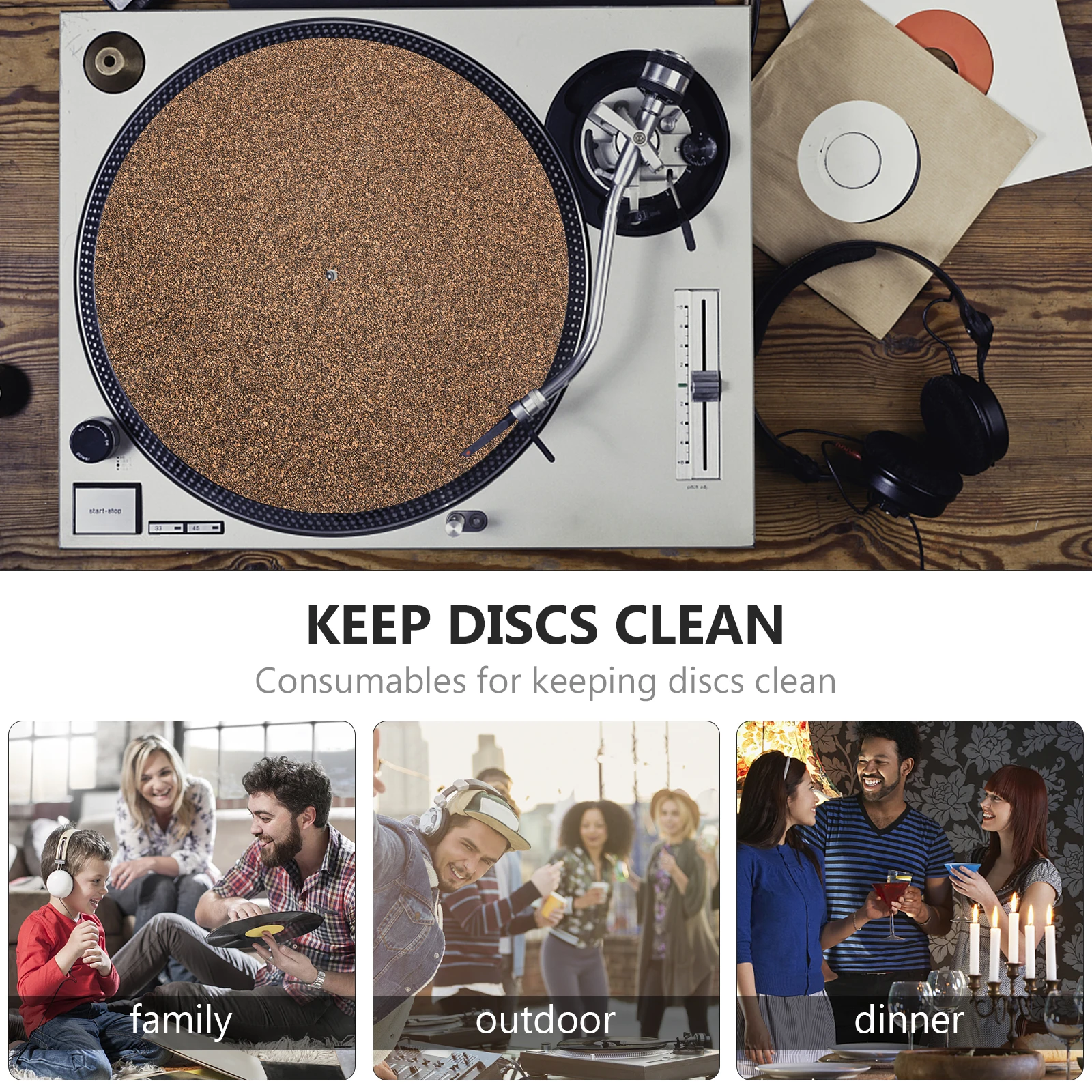 

Premium Cork Turntable Mat Vinyl Record Protective Pad Non-Slip Anti-Vibration Disc Mat for Record Players Phonograph Home
