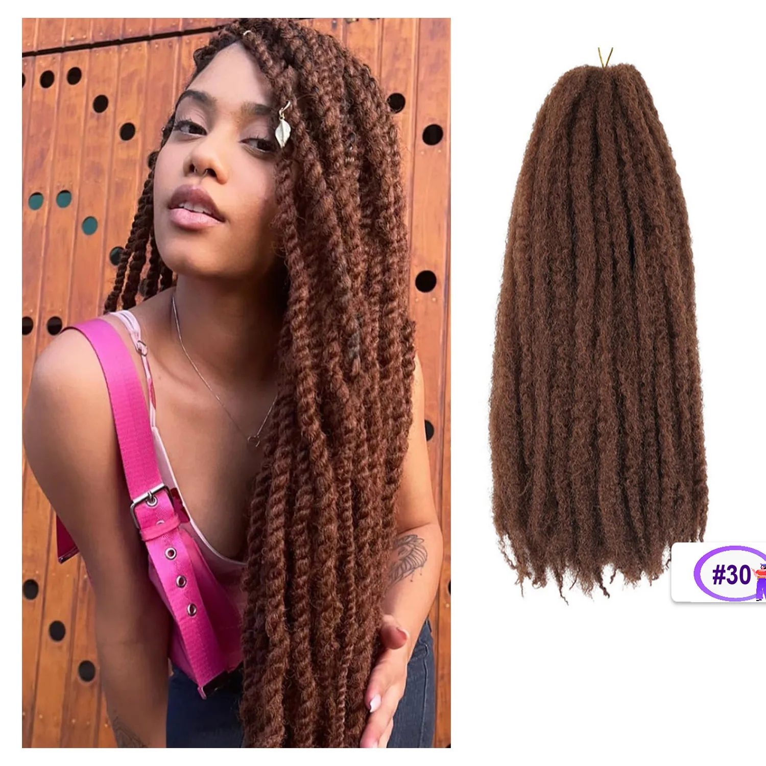 18 Inch Synthetic Marley Twist Hair For Twists 6 Packs  Marley Braiding Springy Afro Kinky Curly Crochet Hair For Faux Locs