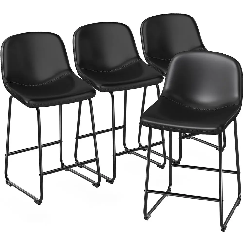 

Набор из 4 стульев для столовой из искусственной кожи, без подлокотников, с высокой спинкой, выдерживают до 500 фунтов, для дома, кухни, столовой.