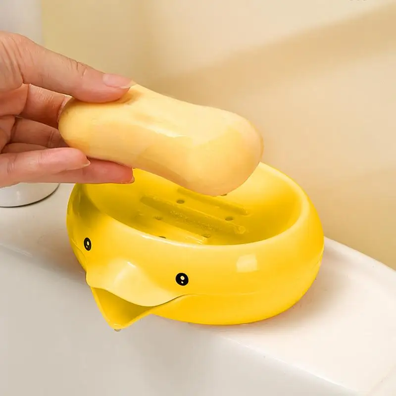 Cute Duck Shaped Bar Soap Holder Water Drainage Soap Box Dish Self Draining Soap Holder Shampoo Bar Holder Bathroom Accessories