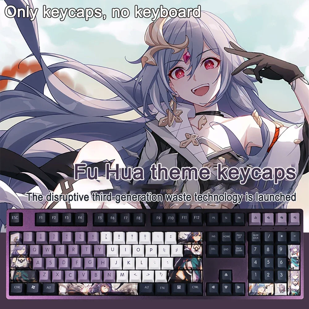 108 Tasten für Honkai Impact Keycap Bronya Zaychik PBT Subbed Cherry Hintergrundbeleuchtete Tastenkappen Anime-Tastenkappen für ANSI 61 87 104 108 Layout – Detail 16