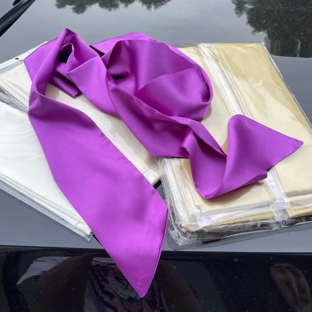 Multi-Use Satin Silk Scarf Neckerchief Solid Color Long Wide Bag Ribbon Soft Fashion Accessory Waist Belt