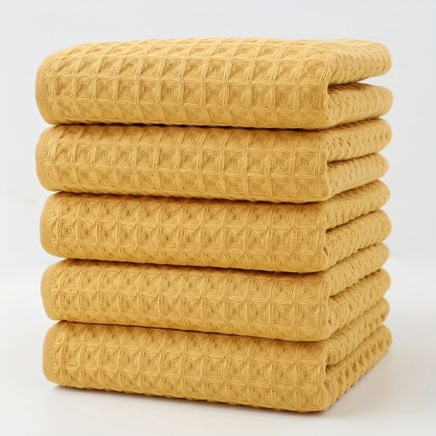 

Ultra-Absorbent Waffle Weave Cotton Hand Towels - Rapid-Drying & Luxuriously Soft - Perfect for Bathing - Stylish 5-Piece Set