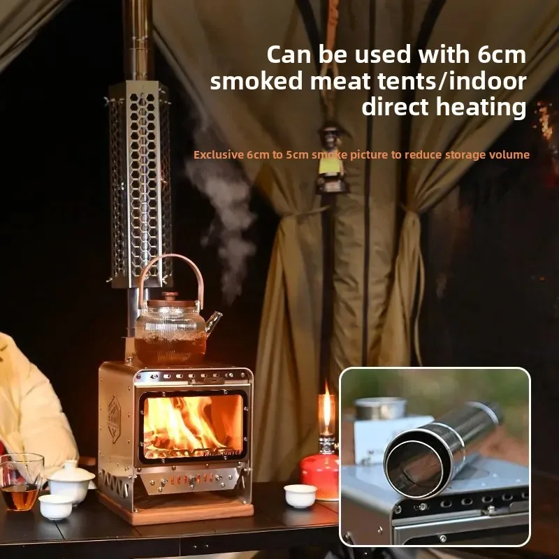 Wilderness Outdoor Small Fireplace Camping Tent Stove Tea Making Indoor Desktop Heating Water Viewing Match Stove