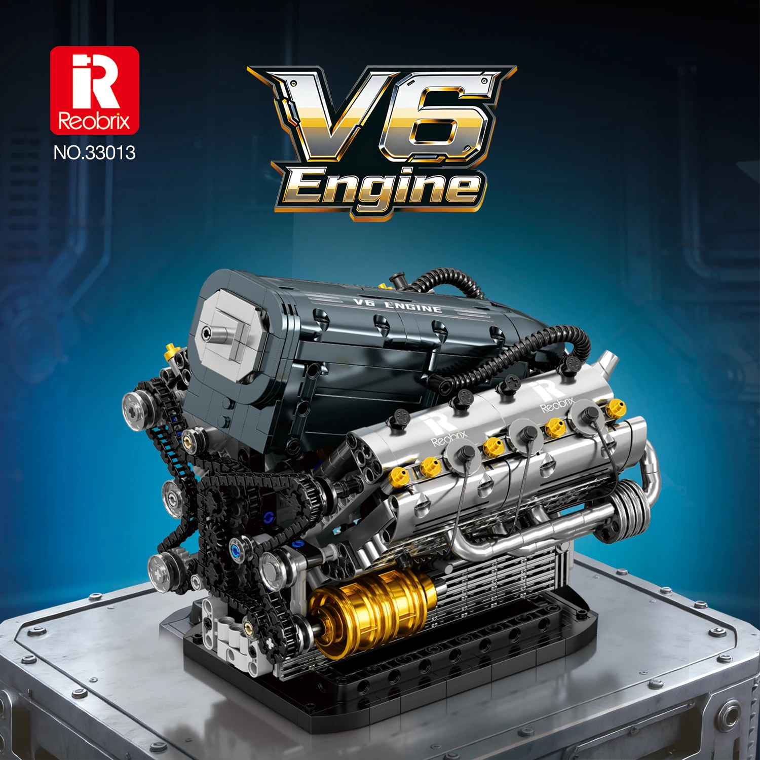 

V6 Engine Building Blocks Model Educational Assembly Toy Birthday Festival Gift
