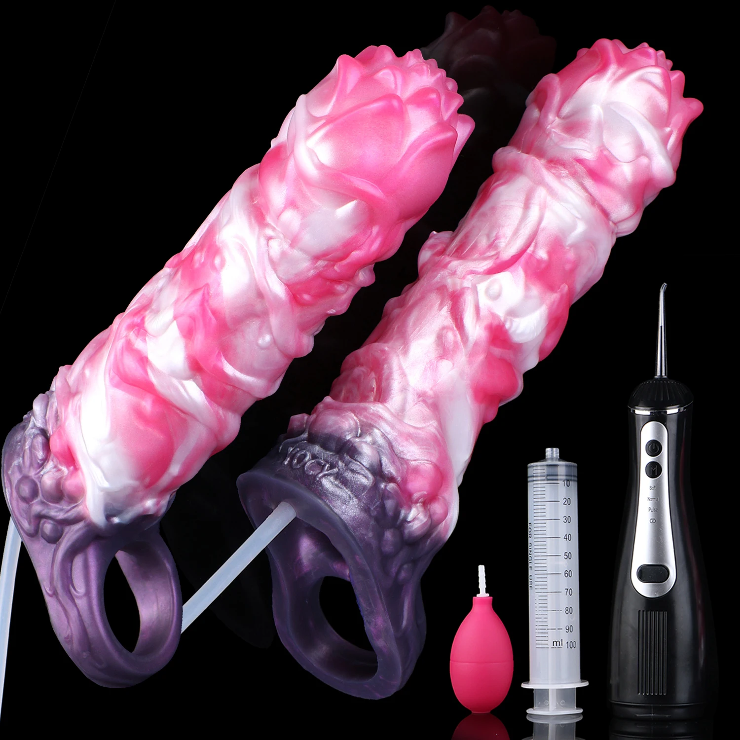 NNSX Electric Water Spray Penis Enlargement Extender Rechargeable Squirting Cock Ring Sleeve Adult Pleasure Toy for Men