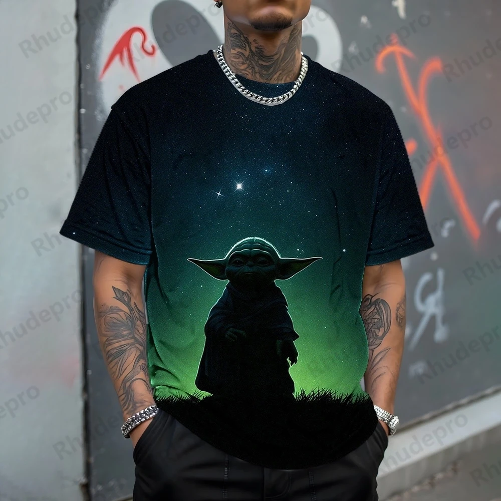 Camiseta de verano para hombre Yoda Baby Mandalorians estampado patrón fresco transpirable manga corta camisa Casual de moda Top de gran tamaño