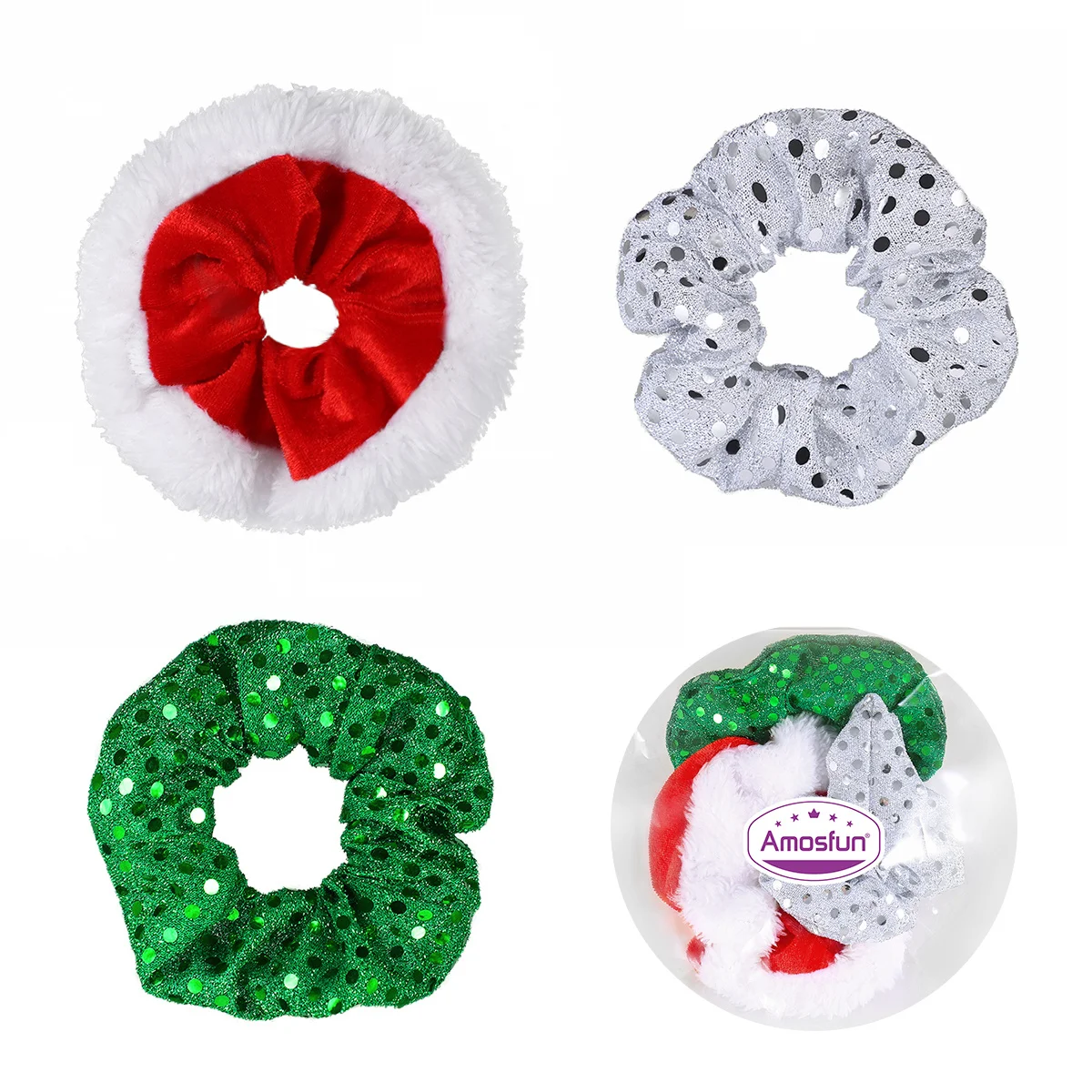 

3Pcs Sequin Elastic Hair Bands Bright Color Ponytail Holders Creative Hair Ties for Women Girls Daily Use Fashion Accessories