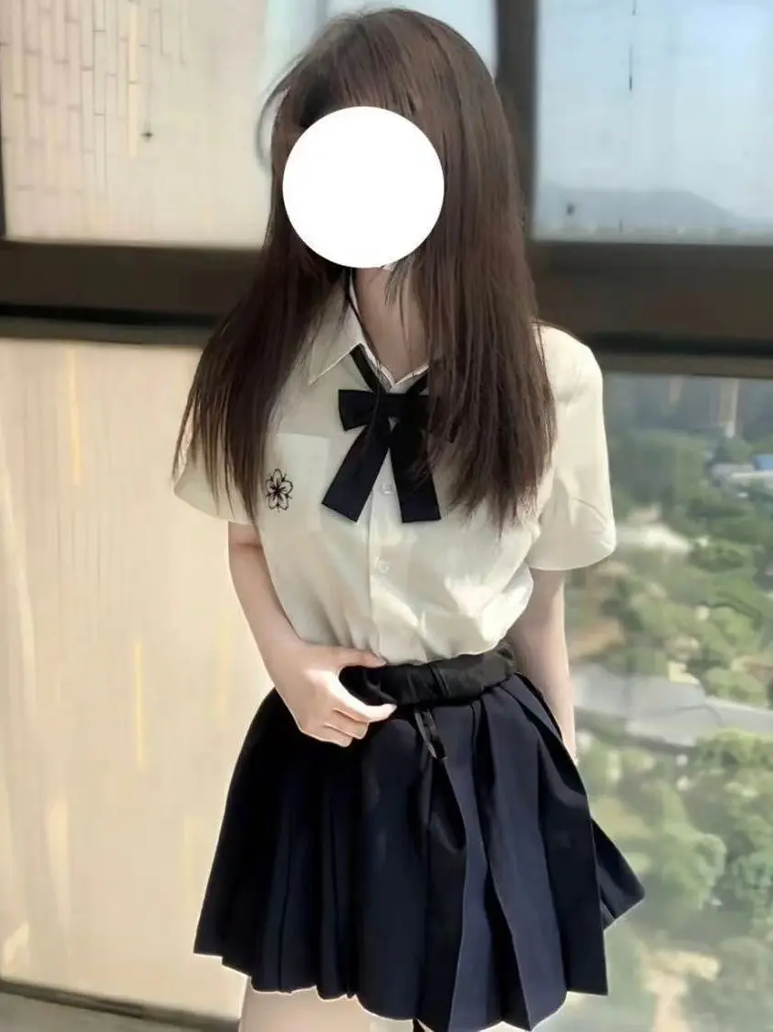 Women's Summer New Loose Style Pure Color Shirt And Skirt Two-Piece Set Casual Versatile College Style Breathable Polyester