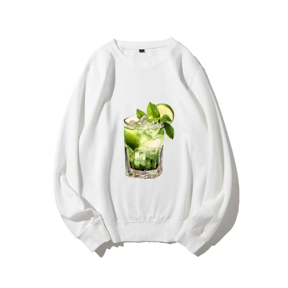 Y2K الجرافيك البلوز Mojito مع مقبلات طباعة منعش Zesty الاجتماعية البلوز لينة النسيج للحزب تحت عنوان مظهر غير رسمي