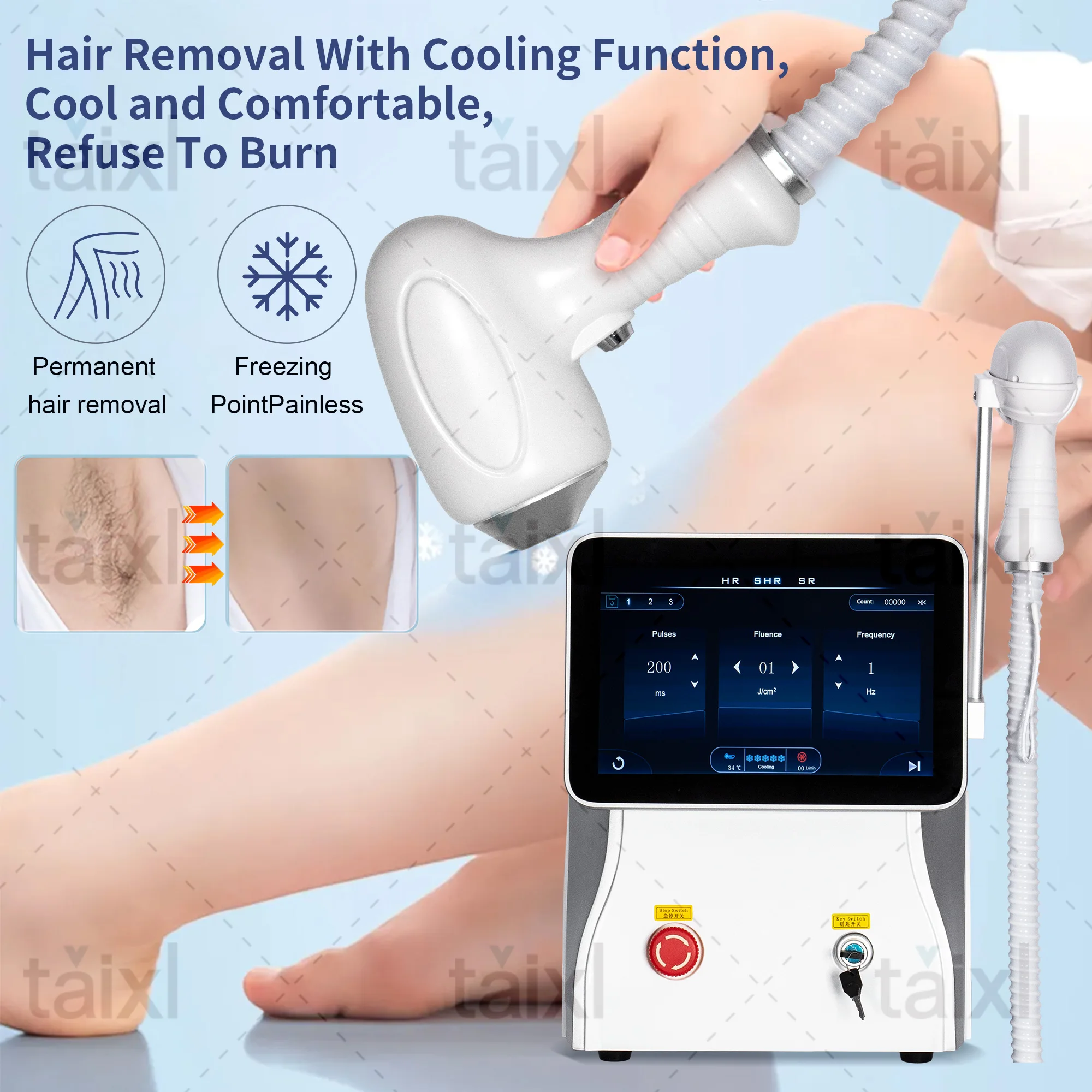 

HOT 808nm Laser Machine Hair Removal Device Laser Bar Diode Depilation Equipment for Women & Men Permanent Pain Free 3500W