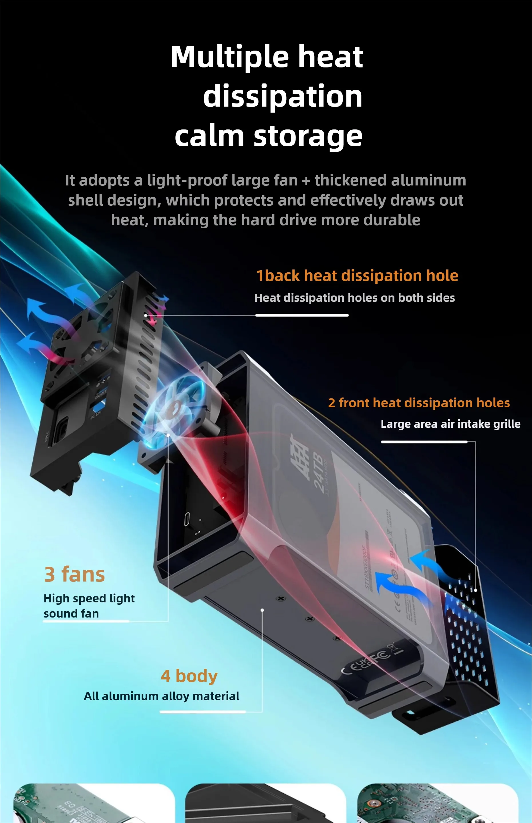 MAIWO HDD Dockingstation 2,5/3,5 Zoll SATA HDD/SSD Gehäusegehäuse für USB 3.0 Typ-C Gen2 Festplattenadapter Erweiterungsschrank – Detail 6
