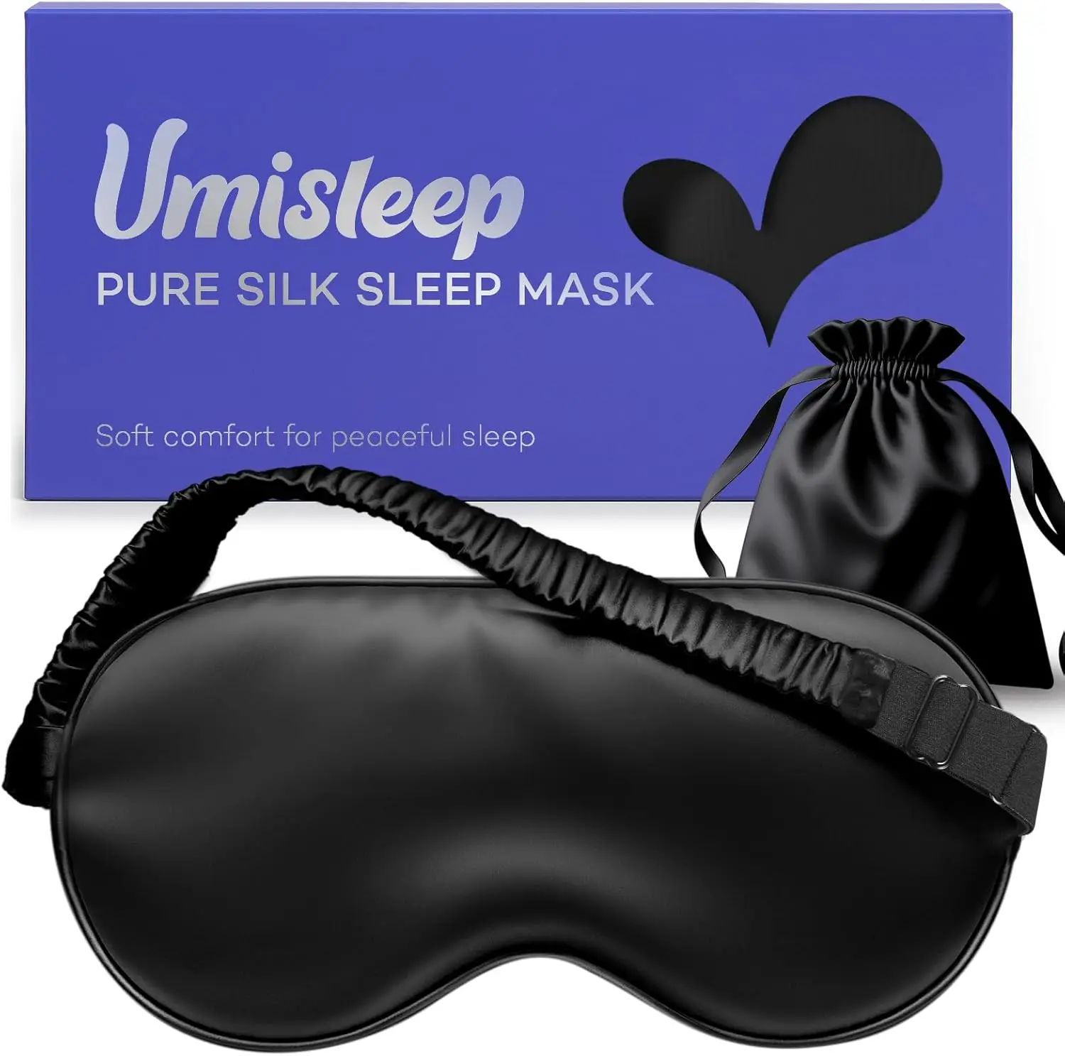

100% Pure Mulberry Silk Sleep Mask, 22 Momme 6A Soft Eye Mask for Women Men, Adjustable Light Blocking Blindfold