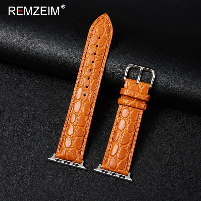 Embossed Leather Watch Band for Apple Watch Strap 49mm 44mm 45mm 42mm 38mm 40mm 41mm Bracelet IWatch Series 9 8 7 6 5 4 Se Band