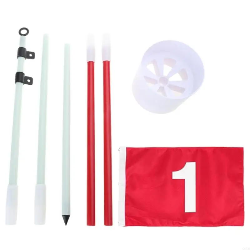 G6DE Golfs Hole Nylon Golfs Sinalizadores Conjunto Flagstick Portátil Colocando Bandeiras Verdes Bandeiras Golfs