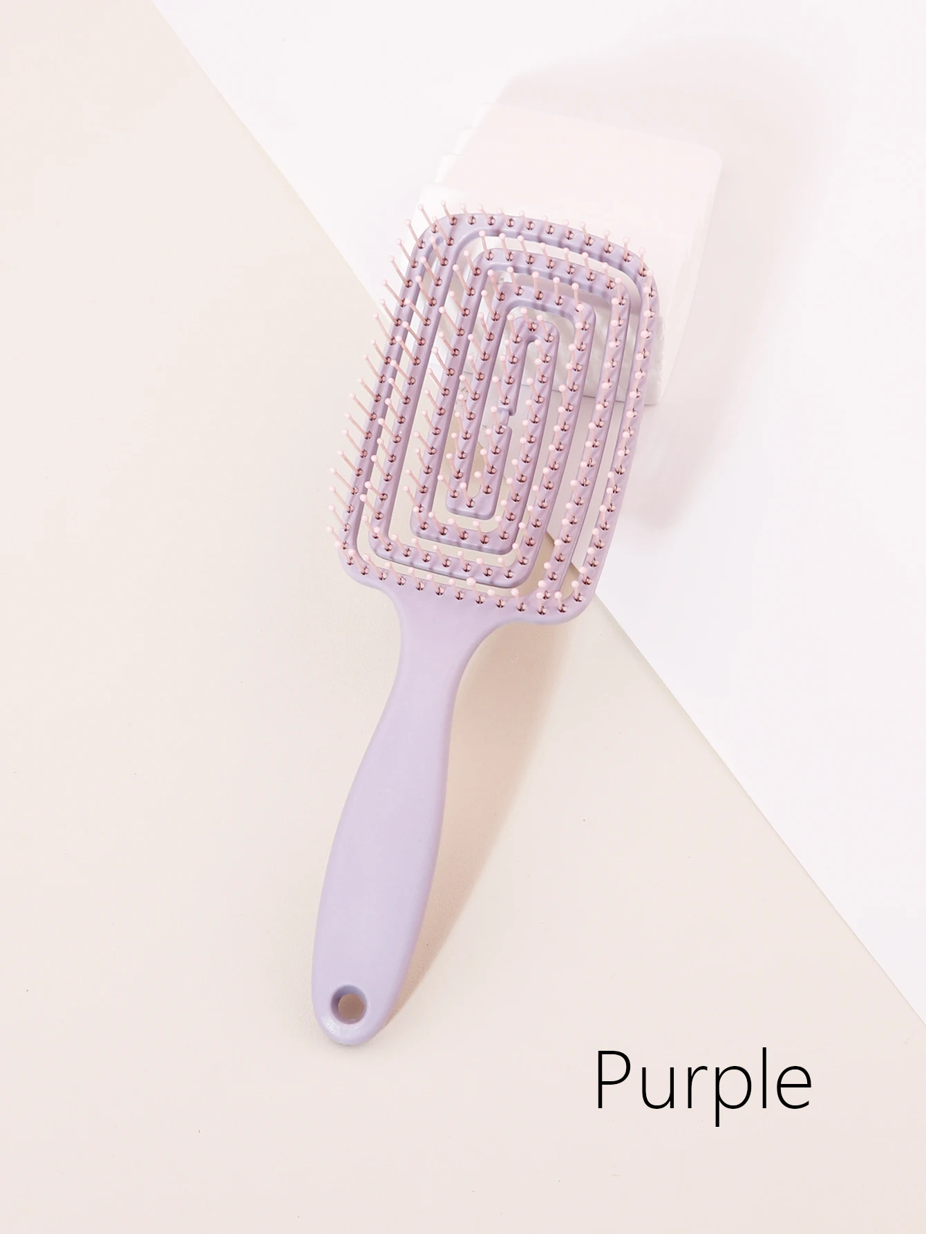 قطعة واحدة من مشط تدليك فروة الرأس بمقبض بلاستيكي مجوف، مشط تدليك ناعم لتصفيف الشعر، خاص بشعر مستعار حقيقي