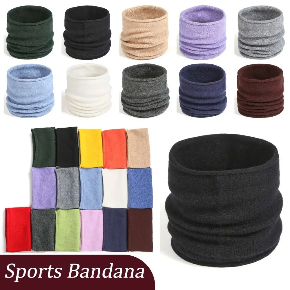 

Windproof Headgear Knitted Sports Bandana Solid Color Wool Neck Scarf Face Scarf Ski