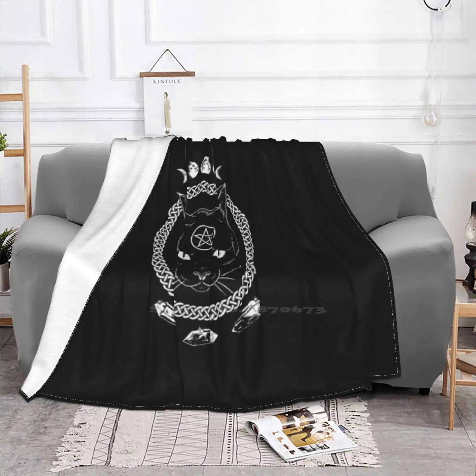 Wiccan Goddess Trend Style Funny Fashion Soft Throw Blanket Triple Goddess Wiccan Spell Book Bewitched Pentacle Pentagram